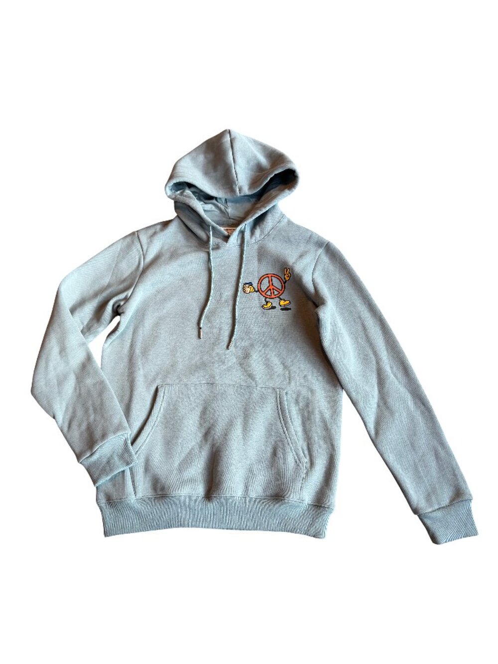 Dutch Bros Grey Blue Hoodie Sweatshirt Peace Sign Cozy Sweater Size Small Men's
